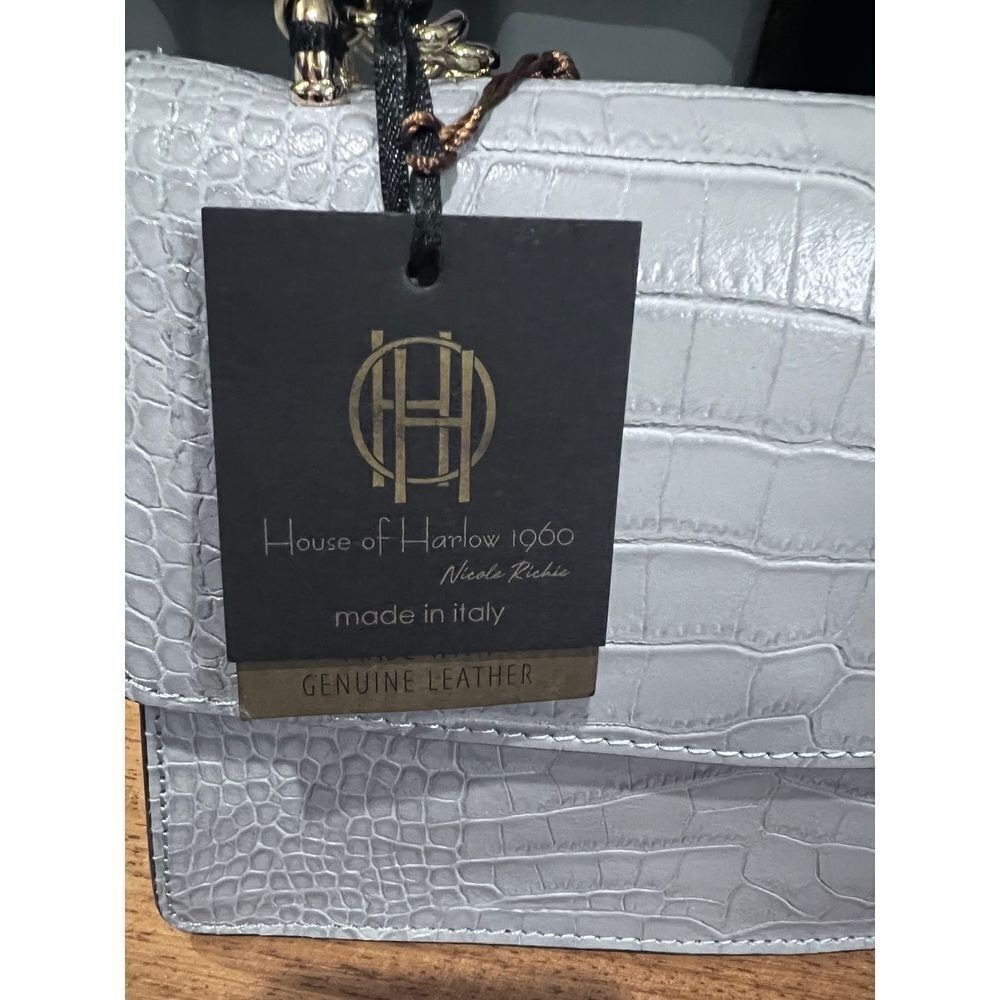 House of Harlow 1960 Croc-Embossed Leather Crossbody Bag with Two Straps Dustbag - Picture 6 of 6